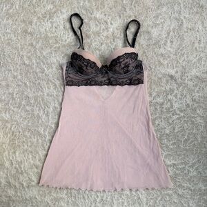 Intimissimi Blush Mesh & Black Lace Slip – 34A